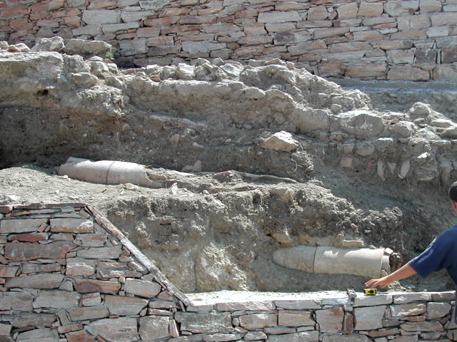 Restoration of the ancient aqueduct in the Voustasio region, Naxos (detail).